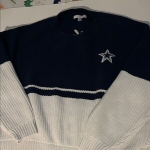 Wear by Erin Andrew’s Navy and White Dallas Cowboys Crewneck Knit Sweater XXL
